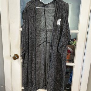 764.   Black and White Striped Kimono Cardigan